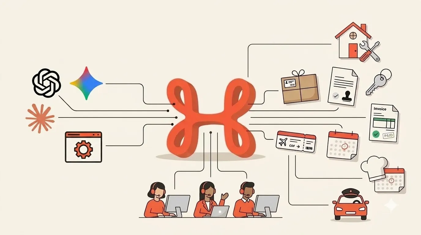 AI agents connect to Hulp through one address; Hulp's people fulfil the work: travel, home, documents, invoices, cars, food